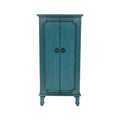 Vintage Turquoise Hand Painted Jewelry Armoire with Antique Drawer Pulls