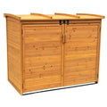 Outdoor 65 x 38 inch Wood Storage Shed for Trash Garbage Recycle Bins