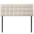 King size Off-White Ivory Fabric Button-Tufted Upholstered Headboard