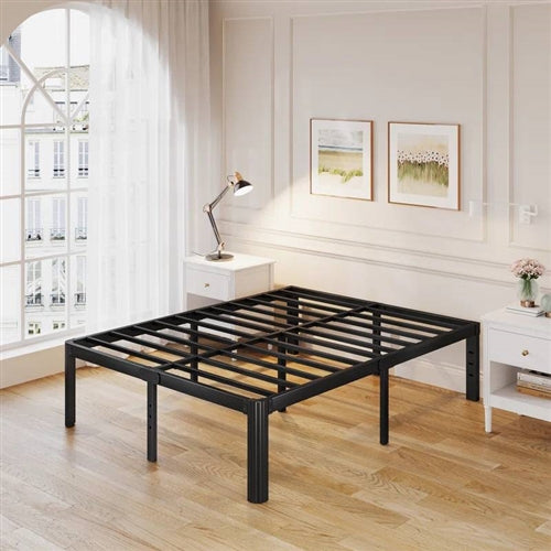 King size Heavy Duty Metal Bed Frame with Round Edge Legs - Headboard Compatible