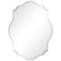 Modern Frameless 32 x 24 inch Scalloped Beveled Accent Bathroom Mirror