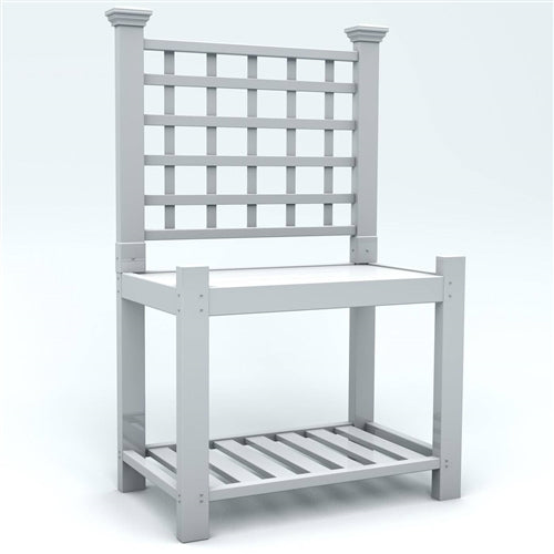 Outdoor White Vinyl Garden Classic Potting Bench with Shelf
