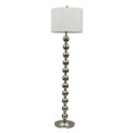Contemporary 65-inch Tall Brushed Steel Floor Lamp with White Drum Shade