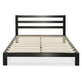 Queen Heavy Duty Metal Platform Bed Frame with Headboard and Wood Slats