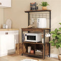 Industrial Kitchen Metal Wood Bakers Rack Microwave Cart with Storage Cabinet