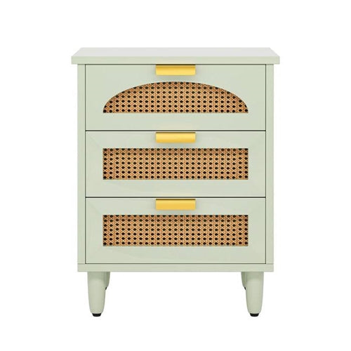 Retro Mid-Century Modern 3 Drawer Bedside Table Nightstand in Mint Green