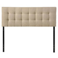 Full size Modern Beige Tan Taupe Fabric Tufted Upholstered Headboard