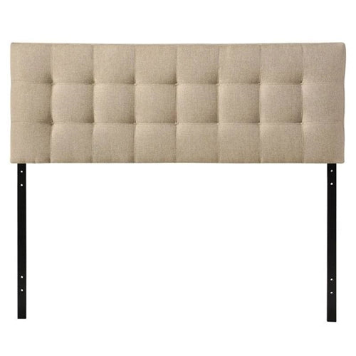 Full size Modern Beige Tan Taupe Fabric Tufted Upholstered Headboard