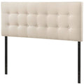 Full size Modern Ivory Fabric Upholstered Button Tufted Headboard