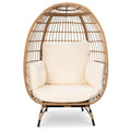 Oversized Patio Lounger Indoor/Outdoor Wicker Egg Chair Off White