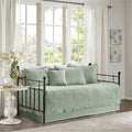 6-Piece Farmhouse Seafoam Green Daybed Cover Bedding Set with Scalloped Edges