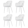 Set of 4 Modern Mid-Century White Mesh Dining Chair with Ergonomic Backrest