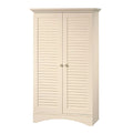 Louver 2-Door Storage Cabinet Bed Bath Armoire Wardrobe in Antique White