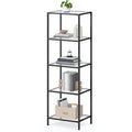 Black Metal Frame Glass Shelf Bookcase 4-Shelves Shelving Unit