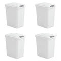Set of 4 - White 8 Gallon Latch Top Kitchen Wastebasket Trash Can