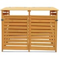 Outdoor Solid Wood Garbage Can Recycle Bin Storage Shed - Holds 2 Trash Bins