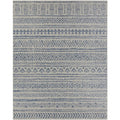2 ft. x 3 ft. Blue Grey Chevron Coastal Boho Style Indoor Outdoor Area Rug