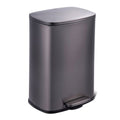 13 Gallon Black Stainless Steel Kitchen Trash Can with Step Open Lid