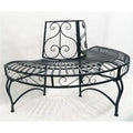 Half-Circle Outdoor Black Powder Coated Aluminum Tree Bench