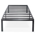 Twin size Black Metal Platform Bed Frame with Headboard Attachment Slots