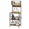 Industrial Modern Kitchen Metal Wood Shelf Bakers Rack Microwave Stand