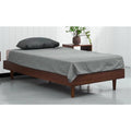 Twin size Mid-Century Modern Platform Bed Frame in Dark Brown Wood Finish