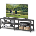 Industrial Black Metal Wood TV Stand Entertainment Center for TV up to 70-inch