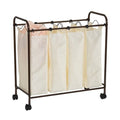 Farmhouse 4 Section Removeable Bag Wheeled Laundry Sorter Cart
