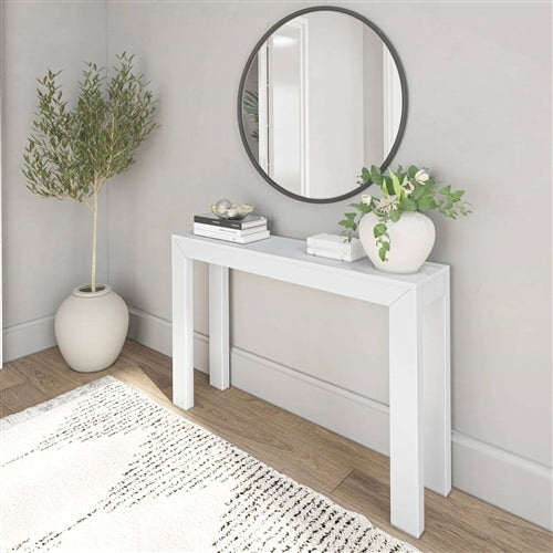 Solid Wooden Modern Accent Console Table / Sofa Table in White Wood Finish