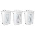 Set of 3 Laundry Hamper Dirty Clothes Baskets with Lids with Roller Wheels