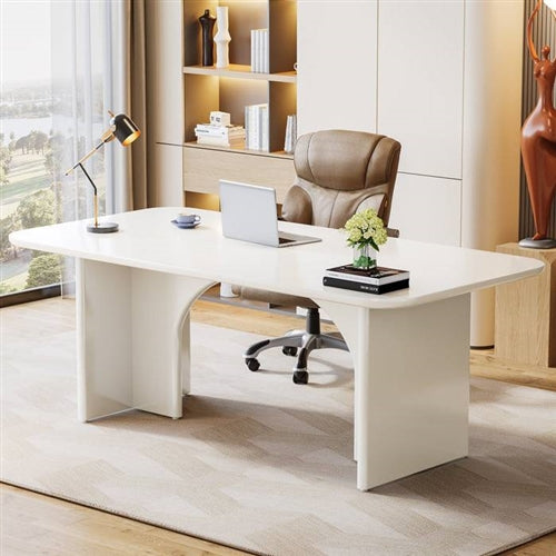 Modern Extra Large Executive Home Office Computer Desk in White