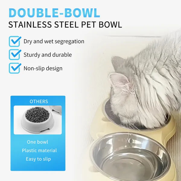 Gray Double Stainless Steel Cat and Dog Bowl - product image 3
