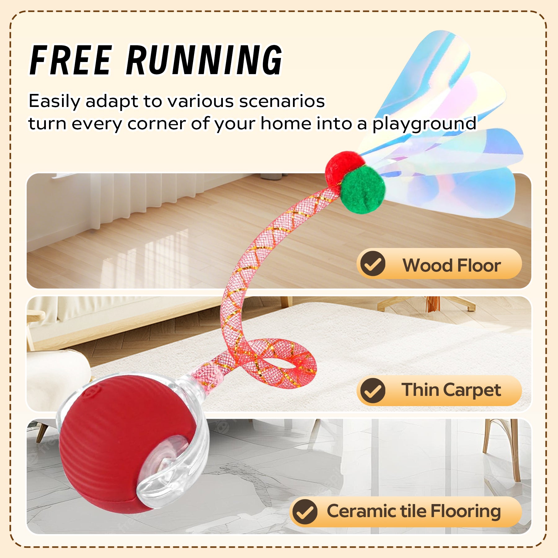Interactive Cat Toy Ball with Elastic Mesh Tail - product image 10