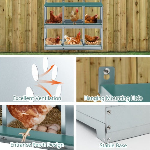 6-Room Galvanized Steel Chicken Nesting Box - product image 5