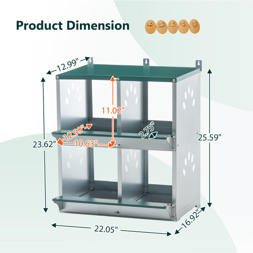 4-Compartment Metal Chicken Nesting Box for Hens - product image 2