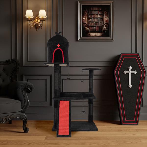 53-Inch Gothic Cat Tree with Coffin Bed - product image 8