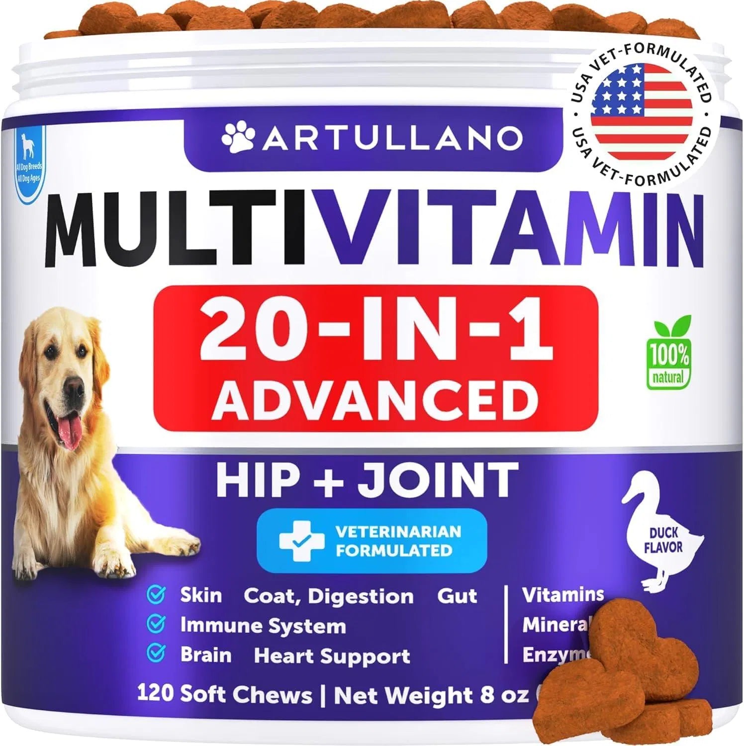 20-in-1 Dog Multivitamin Chews with Glucosamine, 120 Count