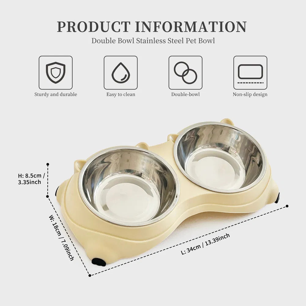 Yellow Double Stainless Steel Cat and Dog Bowl - product image 6