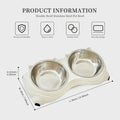 White Double Stainless Steel Cat and Dog Bowl