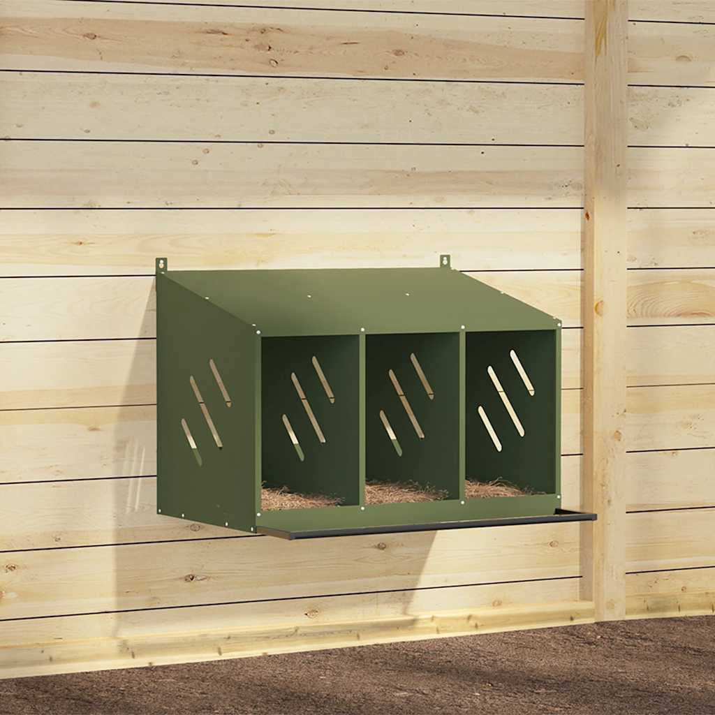 3-Compartment Olive Green Chicken Nesting Box - product image 2