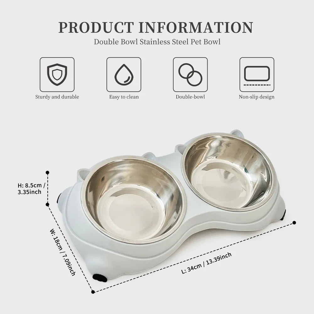 Gray Double Stainless Steel Cat and Dog Bowl - product image 6